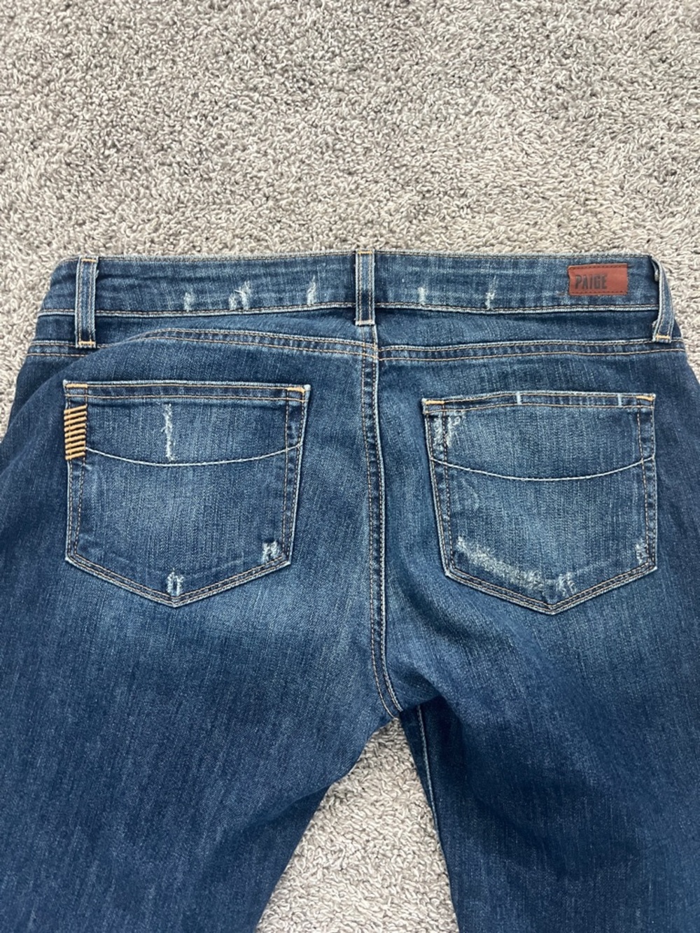 Paige Jimmy Jimmy Distressed Medium Blue Crop Stretch Denim Jeans - Size 28 - Picture 5 of 13